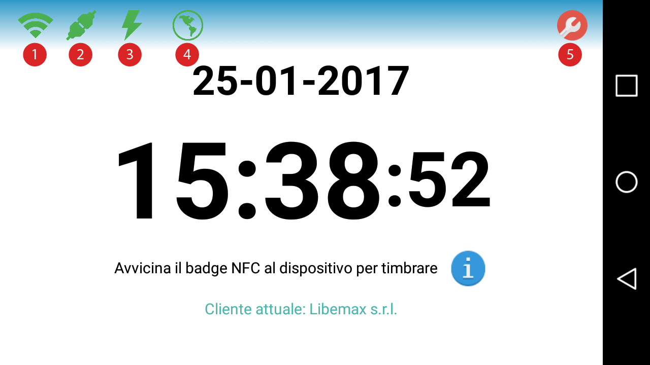 Schermata orologio app per timbrare con cartellino