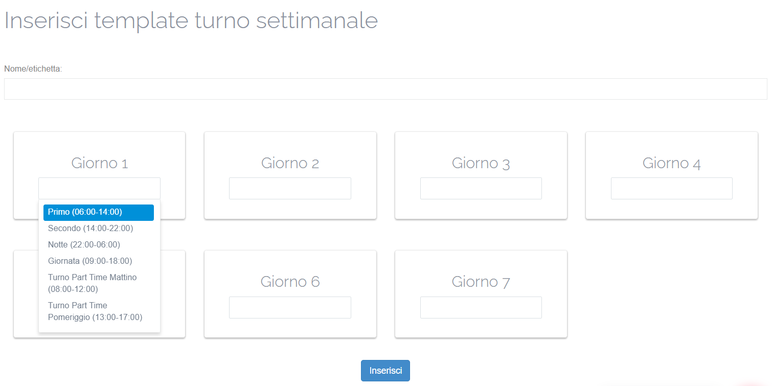 assegnazione turni settimanale