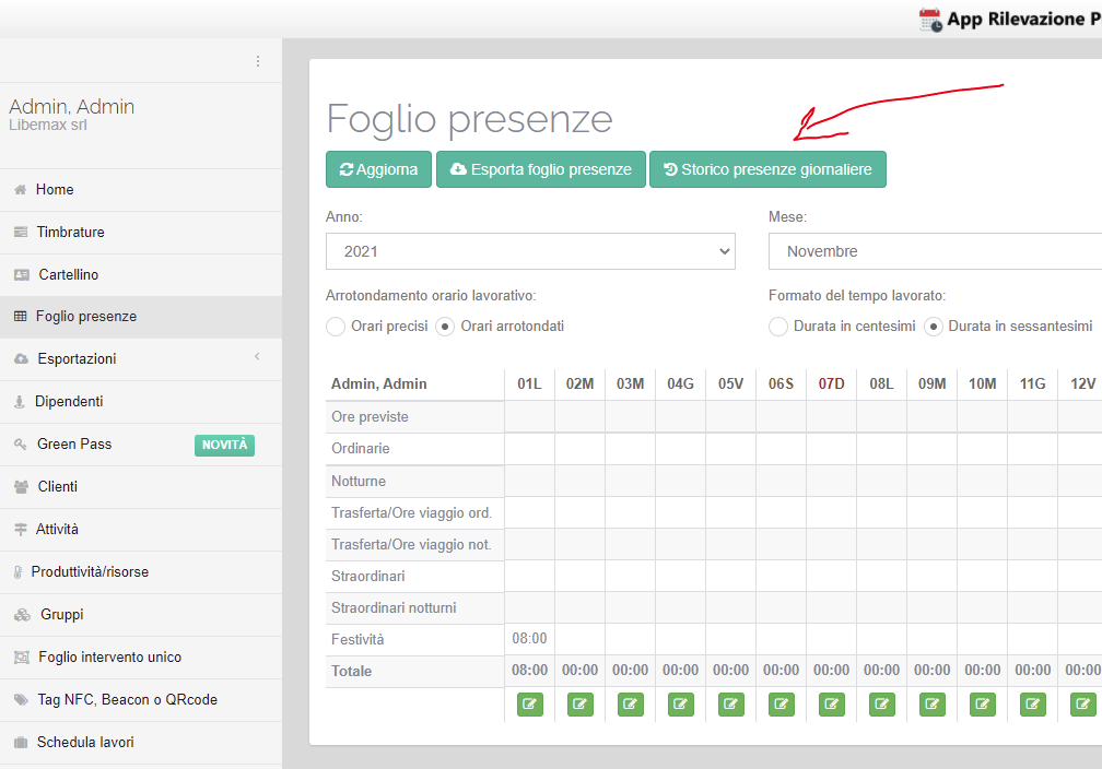 foglio presenze storico presenze giornaliero