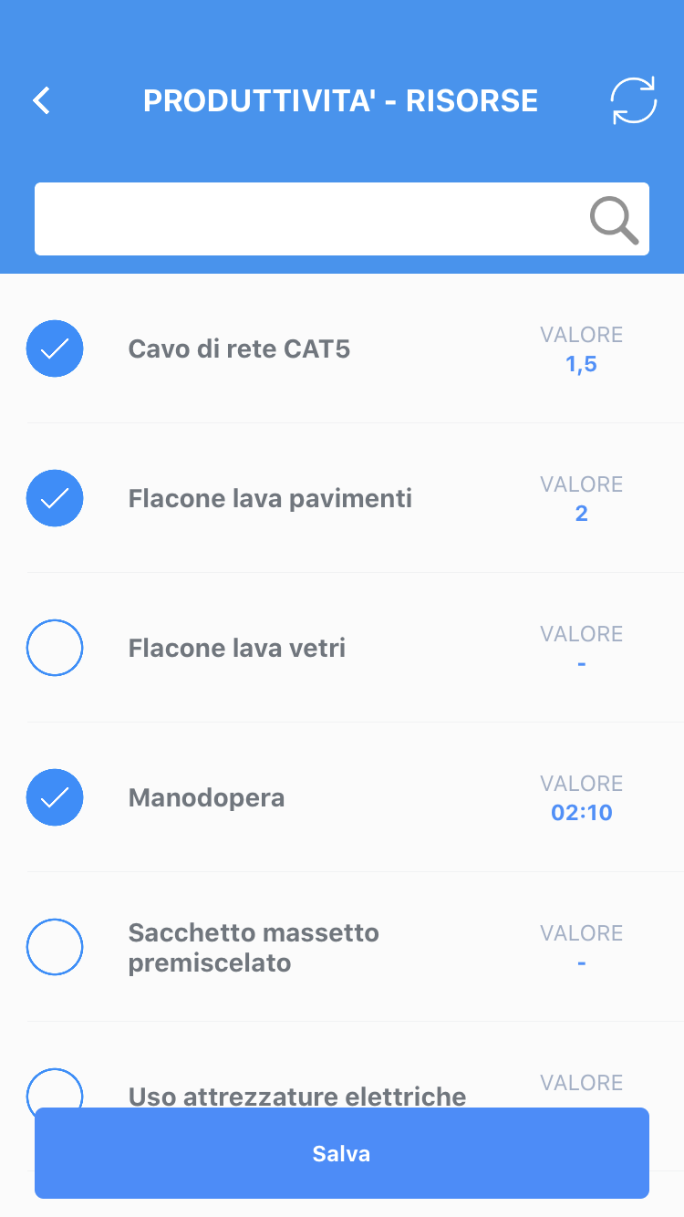 schermata app produttività e risorse